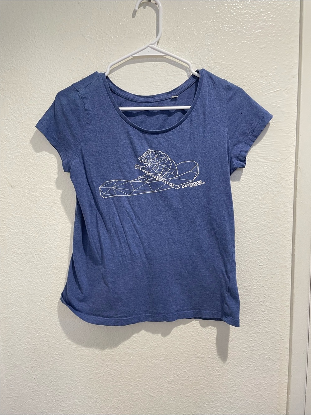 🏔️ Outdoor Interlaken Switzerland Blue Geometric Bear Kayak Graphic Tee S